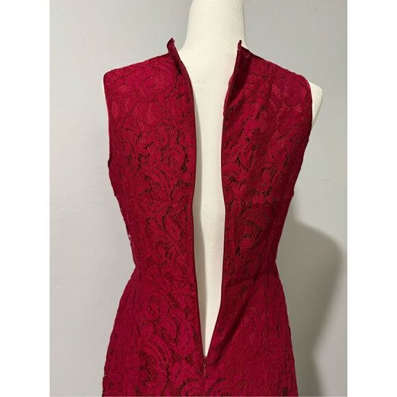 Adrianna Papell Deep red Burgandy lace sleeveless dress  4 - Picture 2 of 7